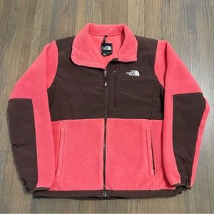 The North Face Denali pink brown zip up fleece jacket